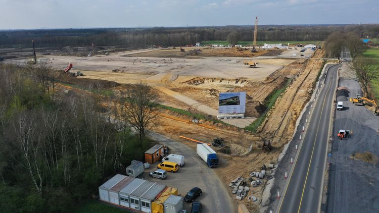 Drohnenbild der Baufläche für das neue Levi's Distributionszentrum in Dorsten-Wulfen. Foto: RAG Montan Immobilien/Thomas Stachelhaus