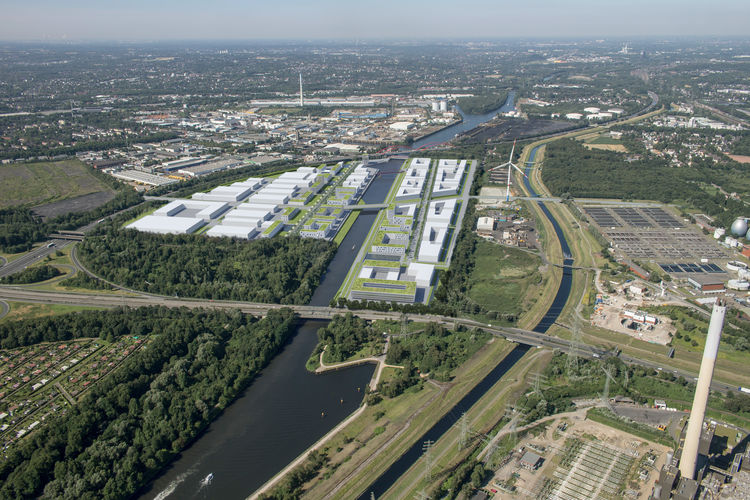 Repräsentative Lage am Kanalufer: Der Nukleus bietet ideale Voraussetzungen für kleinteiligere Büronutzungen. Visualisierung: Stahm Architekten 