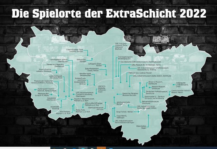 Die Spielorte der ExtraSchicht 2022. Foto: RTG