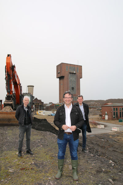 Jürgen Tempelmann (Geschäftsführer Prisma GmbH & Co. KG), Marc Herter (OB Hamm) und Thomas Middelmann (RAG Montan Immobilien).