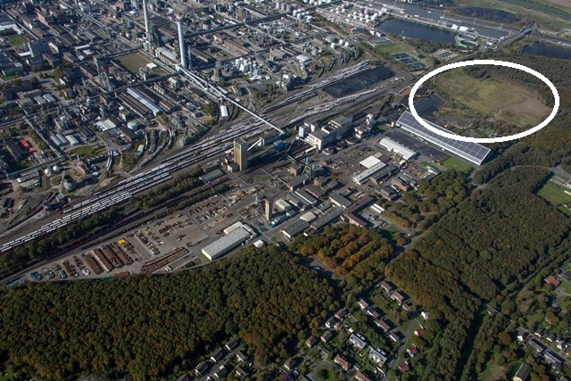 Luftbildaufnahme des Geländes.