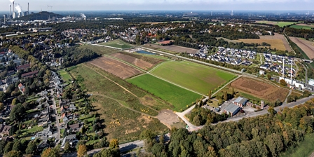 Seitliche Luftbildaufnahme Glück Auf Park in Hassel © Thomas Stachelhaus, RAG Montan Immobilien